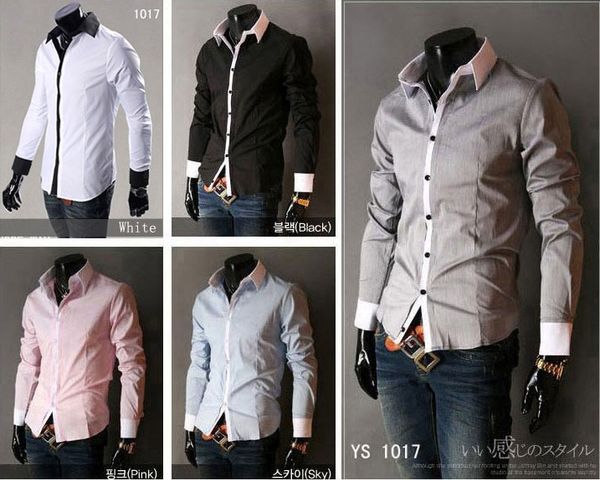 

Горячий стиль ~мужская Slim UK роскошные стильные повседневные рубашки