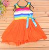 4pcs*Baby Girls Sun dress Rainbow dress Cake Dresses Wide Stripe Sleeveless Summer Toddler Tutu dres