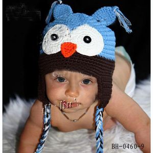 oreillette bébé achat en gros de 20 Toddler Owl EarFlap Crochet Chapeau Hibou Bébé À La Main Crochet Chapeau À La Main OWL Beanie Bonnet Tricoté