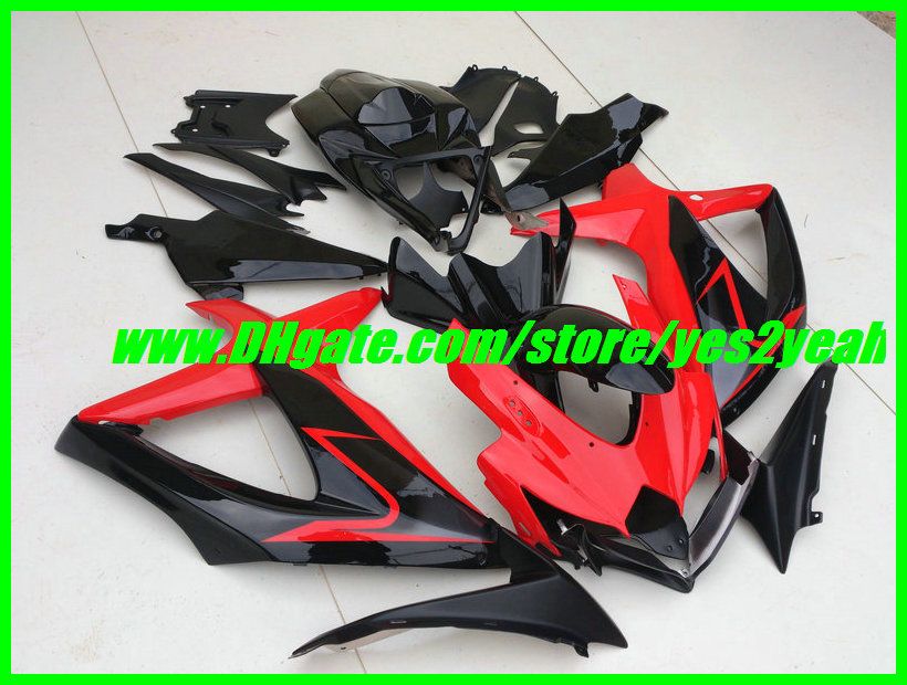 Czerwony Czarny Zestaw do ciała czarny dla Suzuki GSXR 600 750 08 09 K8 Bodywork GSXR600 GSXR750 2009 2009