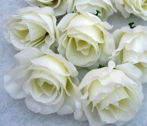 Caliente ! 100 piezas de flores artificiales, rosas blancas lechosas, cabeza de flor, bola de flores, arreglo floral de seda. Suministros para fiestas de flores