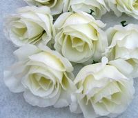 뜨거운! 100pcs 인공 꽃 밀키 흰 장미 꽃 머리 꽃 공 꽃꽂이 실크입니다. 꽃 축제 파티 용품