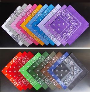

Lot Hot sale 20 Colour 20pcs 100% Cotton Paisley Bandanas double sided head wrap scarf wristband
