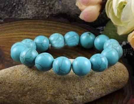 Turquoise bead stretch bracelet 6mm 8mm 10mm 12mm 14mm