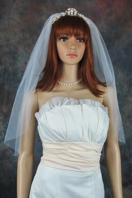 one tier ivory wedding veil