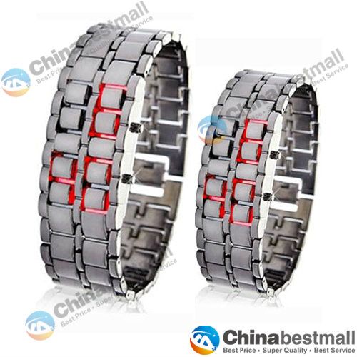 Nuovi uomini della moda Donne Lava Iron Samurai Metal LED Orologio da polso bracciale senza volto Men9842832