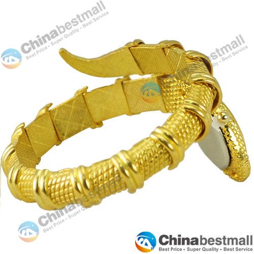 Neue modische Frauen Damen Schlangengeformte Armband -Armreifen Ornamente Quarz Bewegung Handgelenk Uhr Relogio Feminino Gold8536962