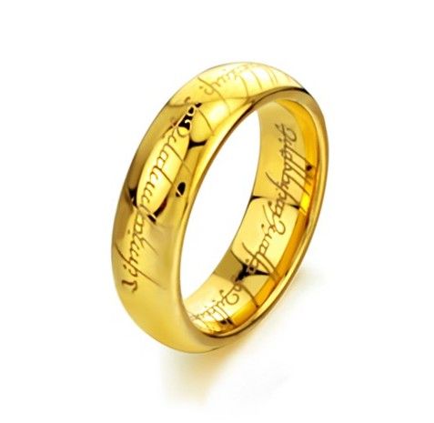 MÄNAR HERREN OF RINGEN POWER PURE Tungsten Steel Gold Plated Rings Power Finger Ring255m