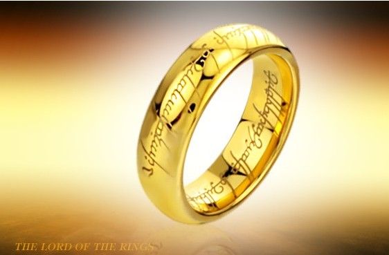 Męski Władca Pierścieni, pozłacane pierścionki z czystej stali wolframowej, pierścionek na palec mocy