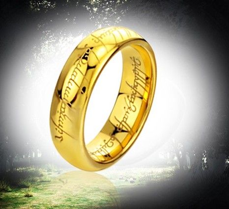 MÄNAR HERREN AV RINGEN POWER PURE Tungsten Steel Gold Plated Rings Power Finger Ring240a