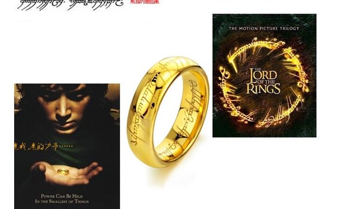 Men's the Lord of the Ring,power pure tungsten steel gold plated rings,power finger Ring