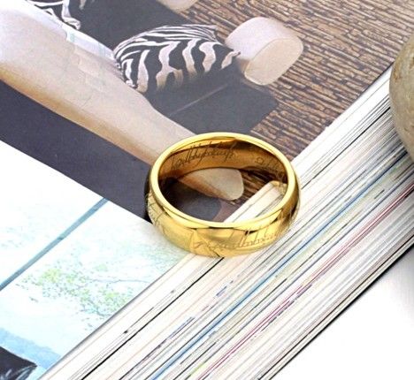 Mężczyzny The Lord of the Ring Power Pure Tungsten Steel Gold Pierścienie Pierścień Power Finger Ring255m
