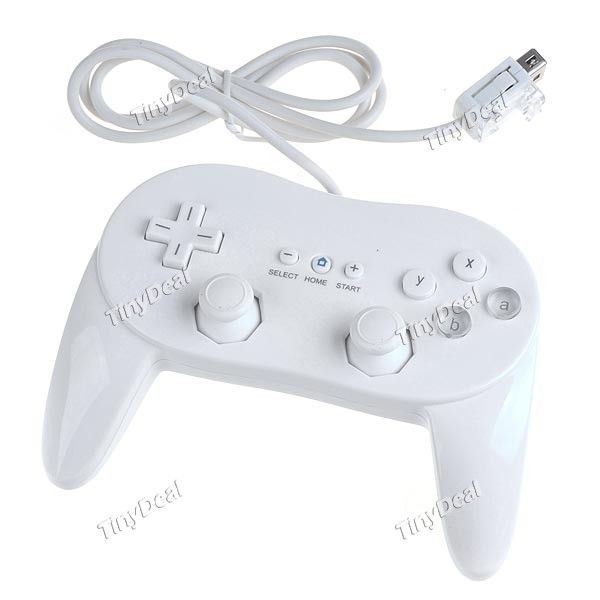 White Wired Classic Controller Joystick Gamepad Pro With Grips For