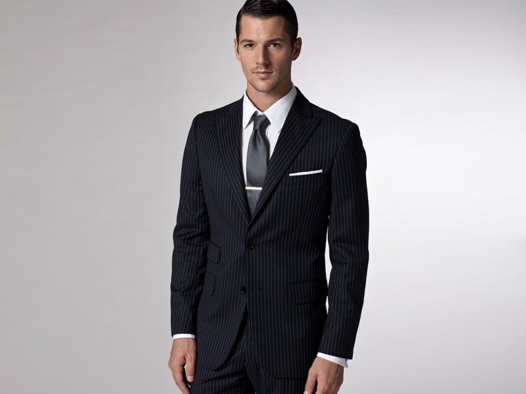 Custom Made To Measure Dark Blue Pinstripe Men Suit, Bespoke Tailored ...