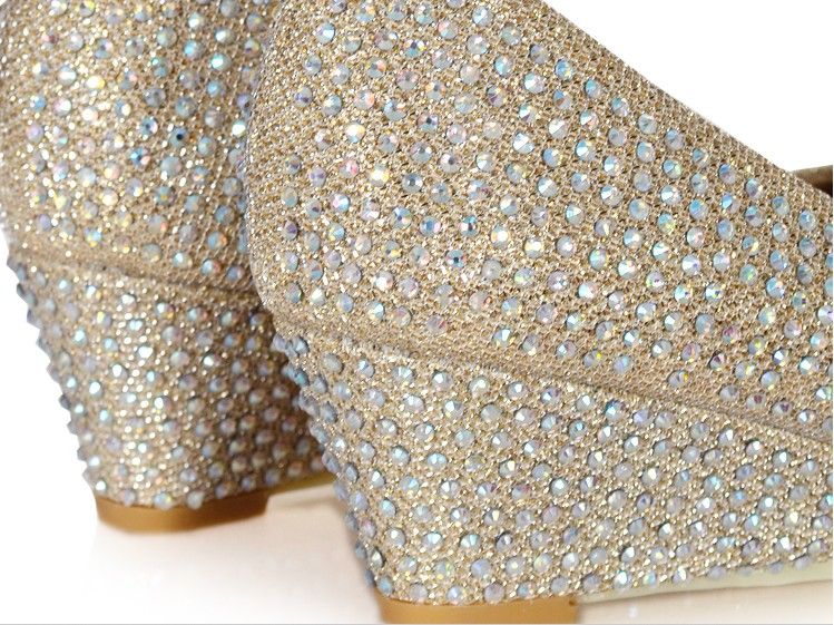 2013 New Style Silver Rhinestone Wedge Shoes Pumps Diamond Low Heels ...