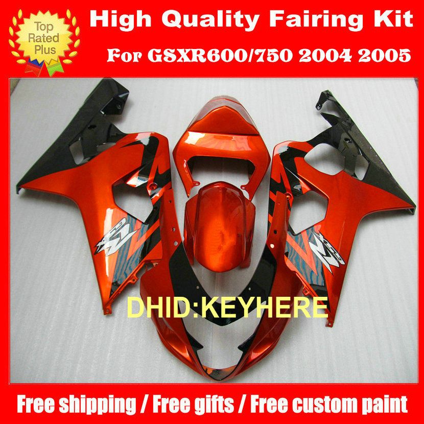 

Custom motor fairing bodykit for GSXR600 GSXR 750 600 04 05 GSX R600 K4 Orange Black Fairings kit GUO, Same as picture