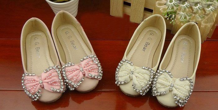 G.G.Bear Baby Shoes Girls Lace Bow Rhinestone Shoes