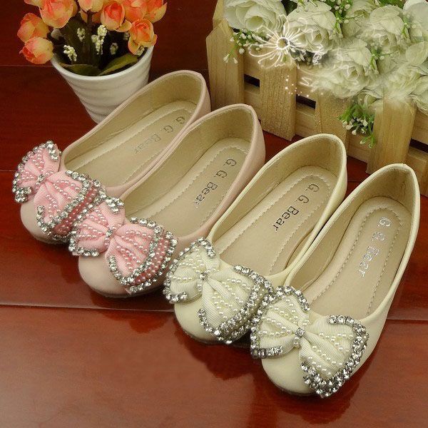 G.G.Bear Baby Shoes Girls Lace Bow Rhinestone Shoes