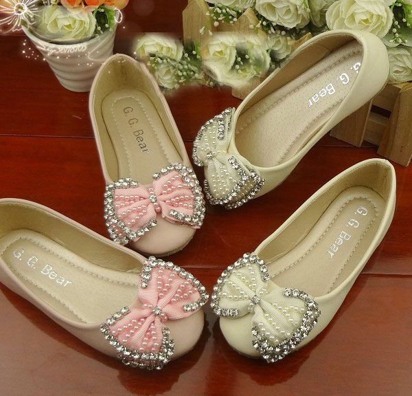 G.G.Bear Baby Shoes Girls Lace Bow Rhinestone Shoes