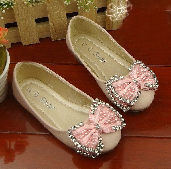 G.G.Bear Baby Shoes Girls Lace Bow Rhinestone Shoes