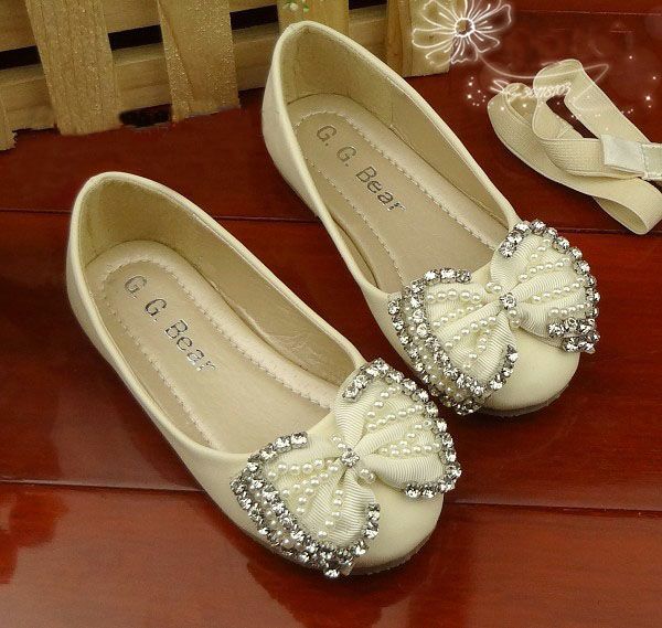 G.G.Bear Baby Shoes Girls Lace Bow Rhinestone Shoes