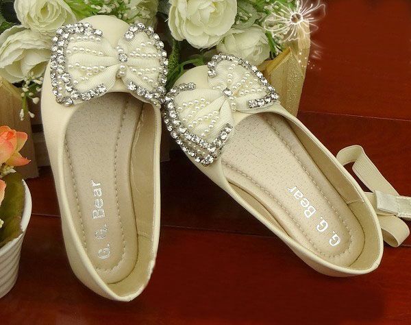 G.G.Bear Baby Shoes Girls Lace Bow Rhinestone Shoes