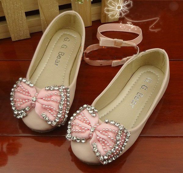 G.G.Bear Baby Shoes Girls Lace Bow Rhinestone Shoes