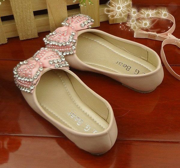 G.G.Bear Baby Shoes Girls Lace Bow Rhinestone Shoes