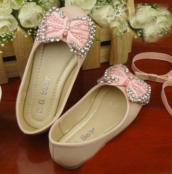 G.G.Bear Baby Shoes Girls Lace Bow Rhinestone Shoes