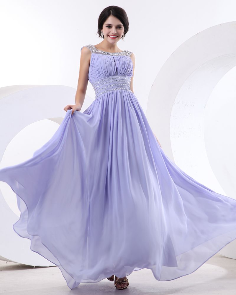 Custom Design New Style A Line Lilac Bridesmaid Dresses Chiffon Prom ...