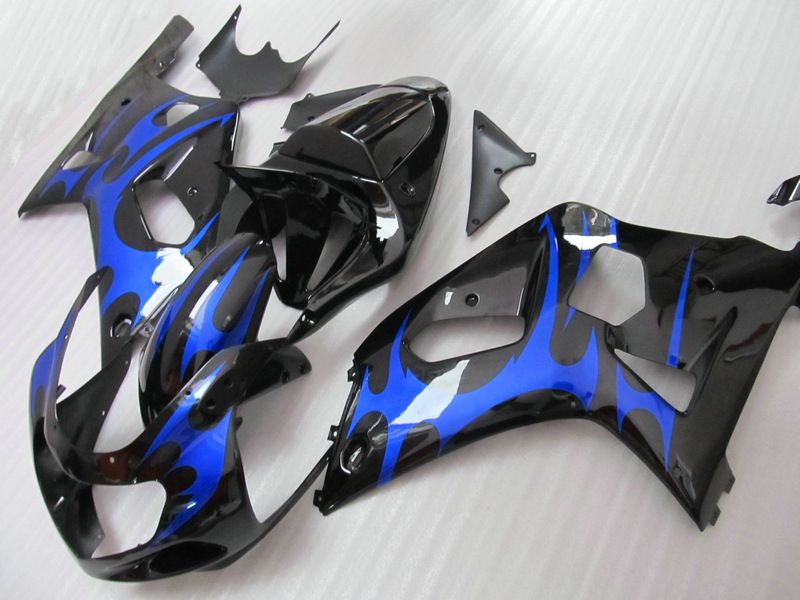 Blauw/zwart kuip kit voor SUZUKI GSXR 600 750 K1 GSXR600 01 02 03 GSX-R750 2001 2002 2003 stroomlijnkappen set