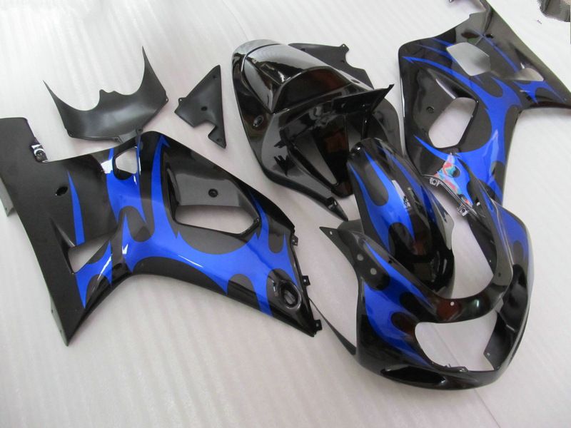 Blue/Black Fairing Kit för Suzuki GSXR 600 750 K1 GSXR600 01 02 03 GSX-R750 2001 2002 2003 Fairings Set