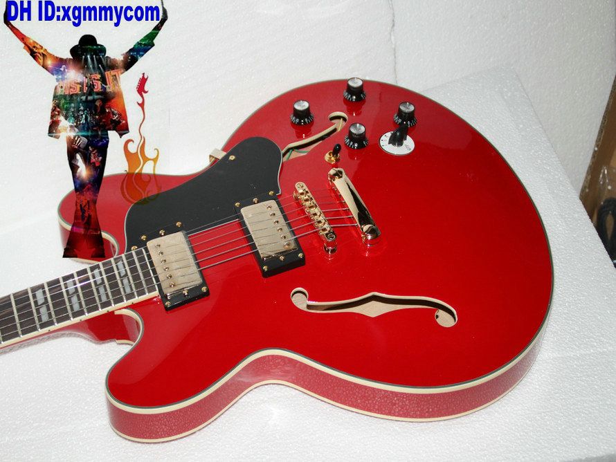 NEW Custom Jazz Guitar Red Electric Guitar Hollow Body Shiny 335 From