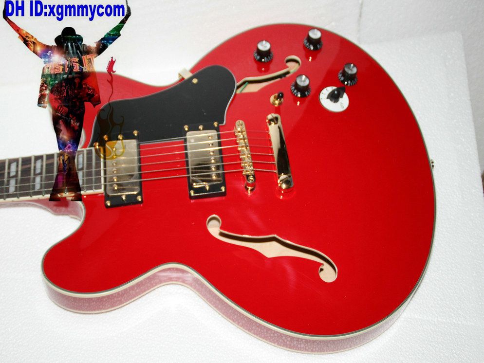 NEW Custom Jazz Guitar Red Electric Guitar Hollow Body Shiny 335 S101