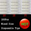 HOT 200PCS Jednorazowe Tatuaż Tips White Color Assorted Mieszany Rozmiar do tatuażu Igły Igły Zestawy Grip