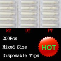 Hot 200Pcs Wegwerftätowierung spitzt weiße Farbe sortierte gemischte Größe für Tätowierung-Gewehr-Nadel-Tinten-Griff-Kits