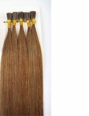 ELIBESS Hair-Flat tip hair 1g / s 100g / pack Remy indio queratina italiana extensiones de cabello de punta plana 16 "-26" 6 # marrón claro