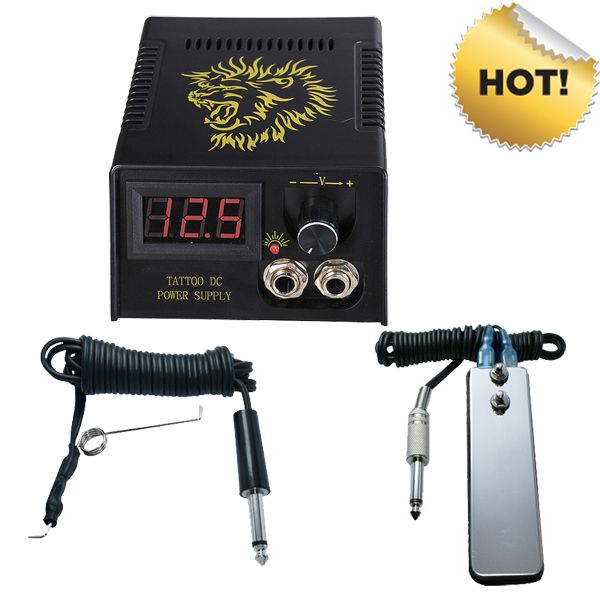 Hot Pro Digital LCD Tattoo Netzteil + Fuß Blütenblatt + Clip kabel Für Tattoo Gun Nadel Tinte Grip Kits