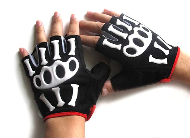 Nouveaux gants de vélo en os de crâne SPAKCT GEL de silicone 3D demi-doigt une paire de cyclisme