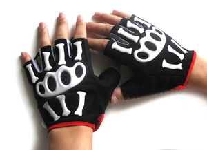 NEW SPAKCT Skull Bone Bicycle Gloves 3D Silicone GEL Half Finger A Pair Cycling