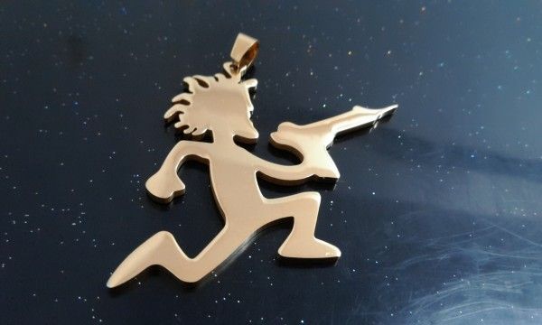 CIONDOLO PSICOPATICO GRANDE IN ACCIAIO INOSSIDABILE IN ORO 18 K ICP ACCETTA UOMO RAGAZZA PENDENTE JUGGALO Regalo di Natale