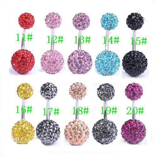 * Body Jewellery 6mm & 10mm Crystal Ball 316L Steel Belly Bar Navel Ring Body jewelry