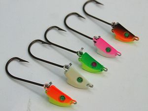 Wholesale vmc jigs resale online - 7g g g Fishing Jig Head Lead Head Hook Unique Shape Make Soft Bait Flexible Swinging VMC hook Five colors for sea lakes fishing