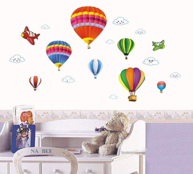 Whole Removable Hot Air Balloon Wall Stickers Airplane