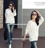 New Fashion Women's Blouse Batwing Sleeve Loose Tops round neck T-shirt Cotton Lace address