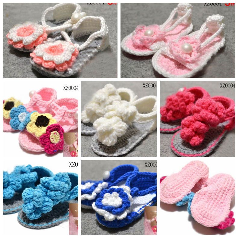 crochet baby flower sandals