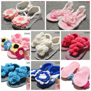 20 pairs = 40 adet / grup Tığ bebek çiçek ayakkabı karışımı 7 Stil çocuklar sevimli sandalet 0 -18 M pamuk