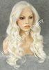 24" Long White Blonde Wavy Wig Heavy Density Heat Resistant Synthetic Hair Lace Front Wig