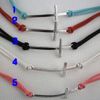 mixed 10 color 10pcs/lot leather chain bracelet Jewelry Bracelet fashion bracelet DIY cross leather Silver cord bracelet cross bracelet