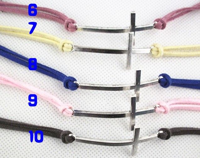 mixte 10 couleurs / bracelet en chaîne en cuir Bijoux Bracelet bracelet de mode DIY croix en cuir Bracelet en cordon d'argent bracelet croisé